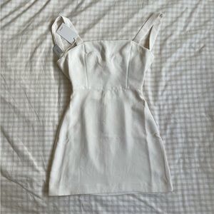 Aritzia Wilfred Aperature Tie-Back Dress in White/ Light Birch